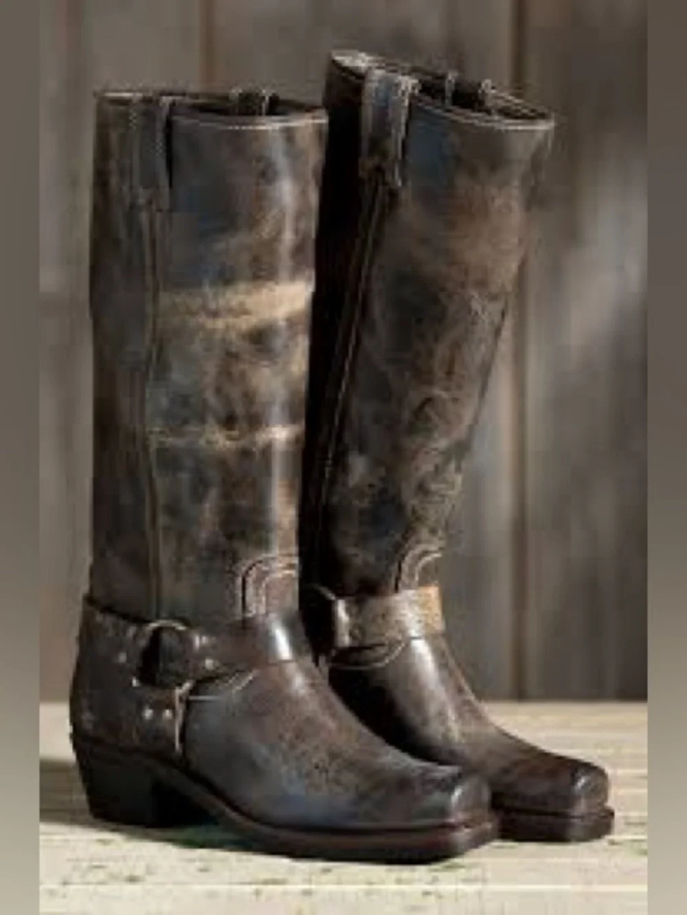 Frye Vtg Distressed Brown Boots 15R Western Cowboy Harness Womens Size 7.5M